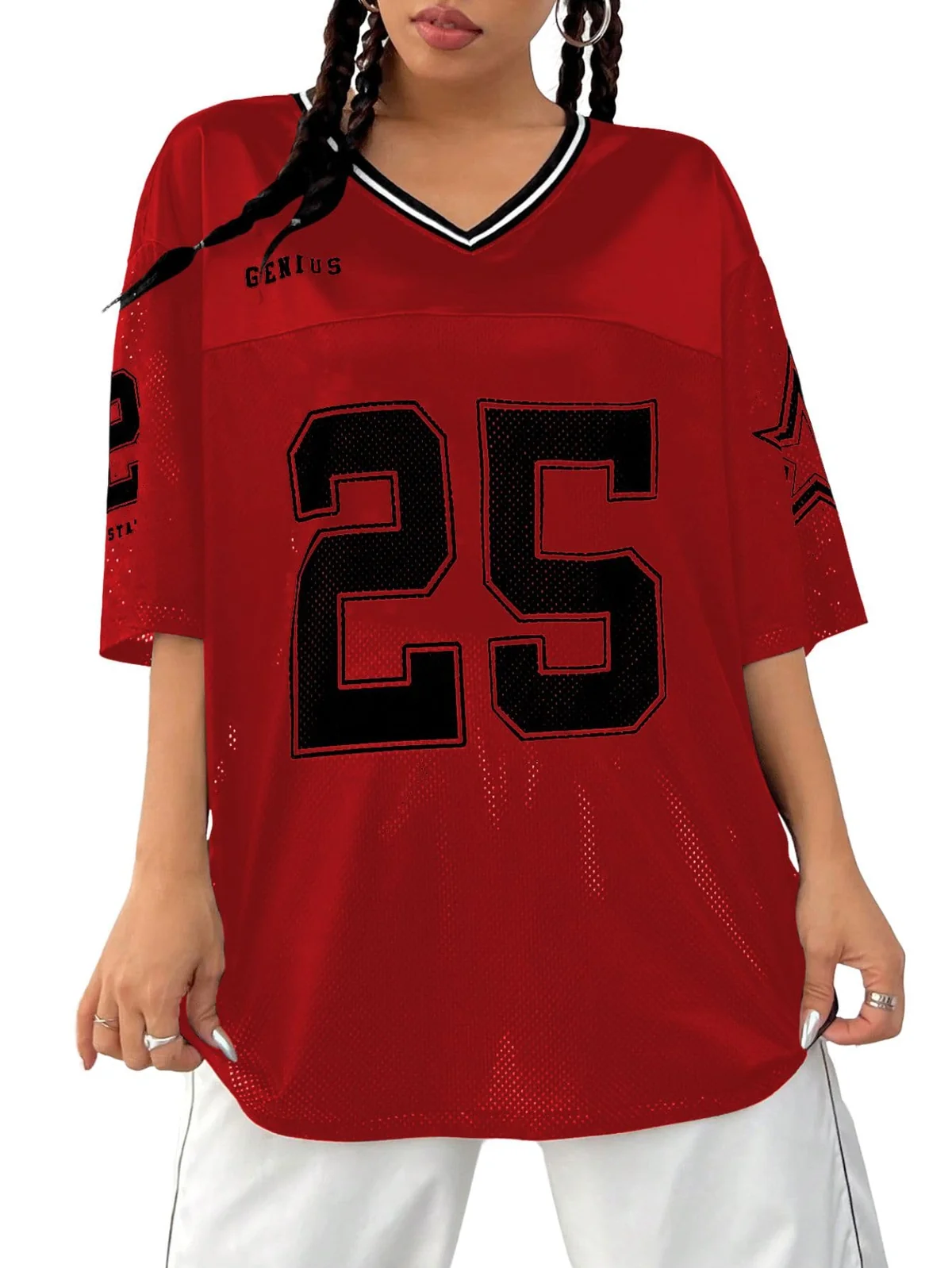 Verdusa Jersey Shirts for Women Y2K Graphic Tees Oversized Streetwear T Shirt V Neck Football Jersey Review