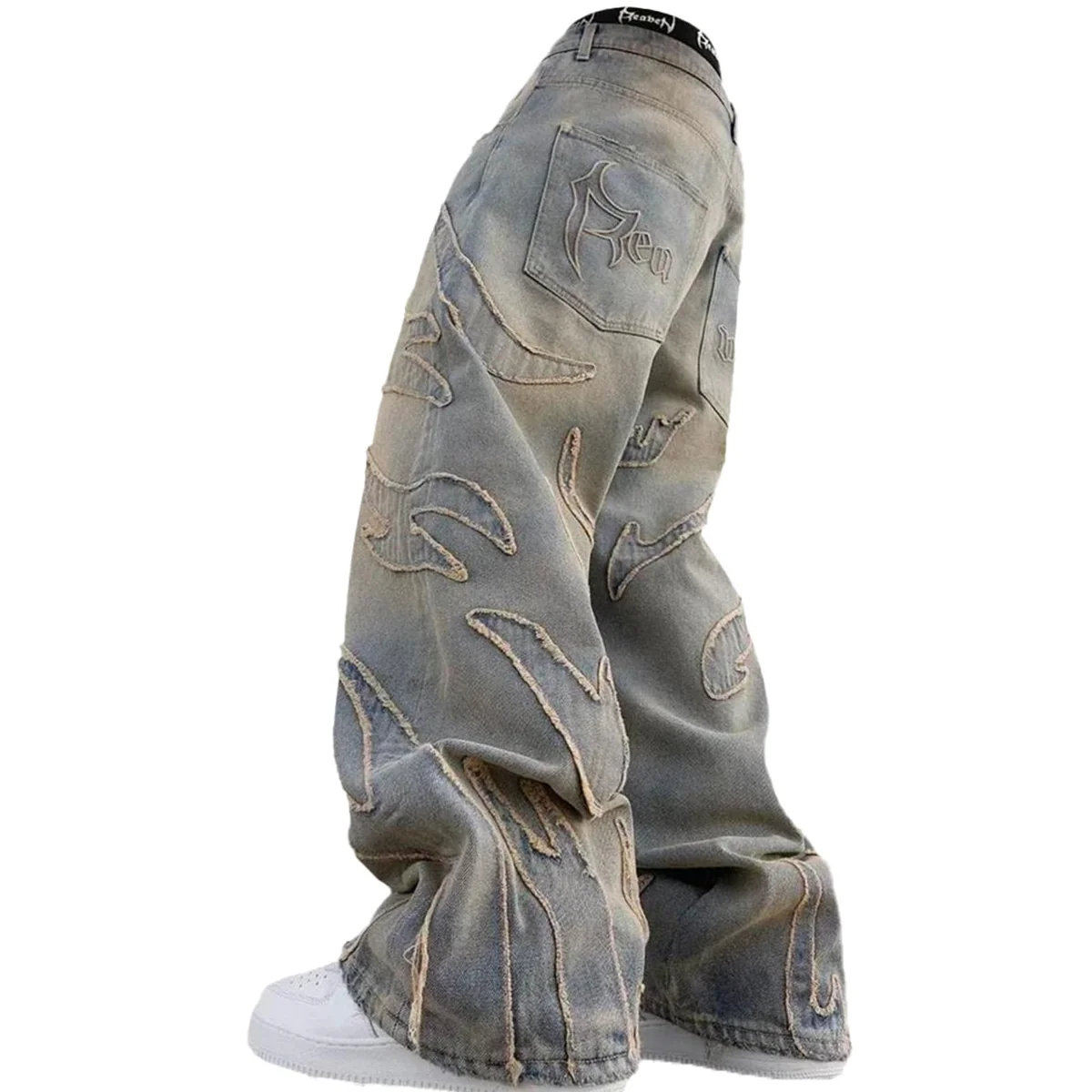 XIALIJU Men's Loose Casual Pants American y2k Retro Harajuku Style bat Pattern Embroidered Jeans Fas Review